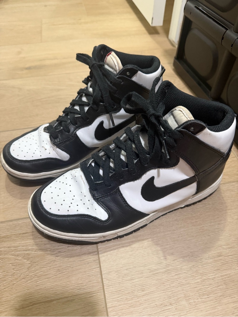 Nike Black and White Panda High Top Dunks size 9
